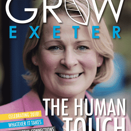 Victoria Graham, Presenter on BBC Spotlight News, on the front c over of Grow Exeter, December 2018