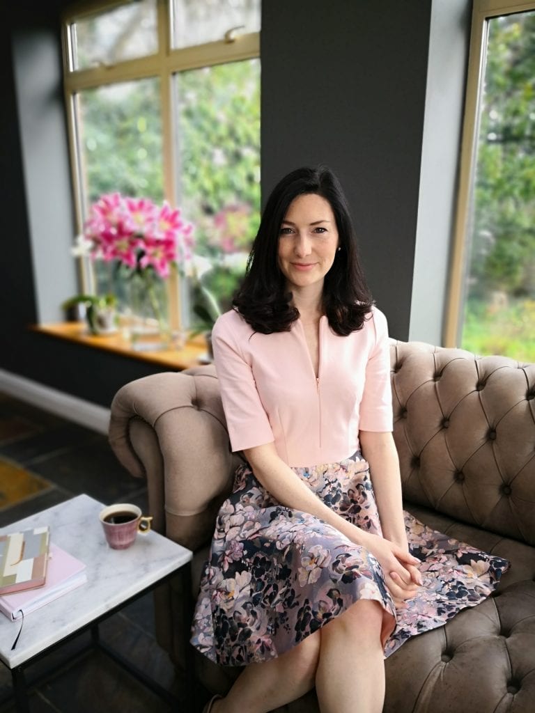 jessica kearney sofa house woman smiling sitting window table